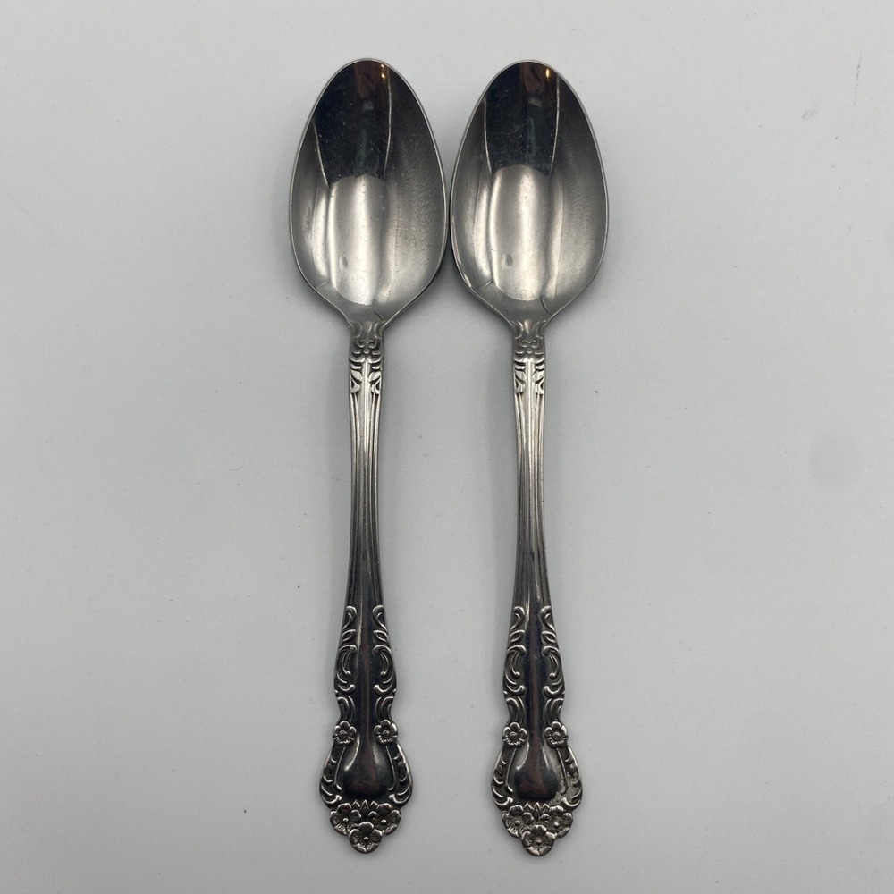 Set of 2 Teaspoons Ekco Eterna Beaumont Stainless Steel Japan‎ Vintage